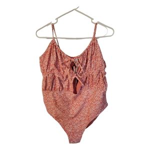 NWT - Primark One Piece Bathing Suit, Peach Floral, Womens Size 14 /16